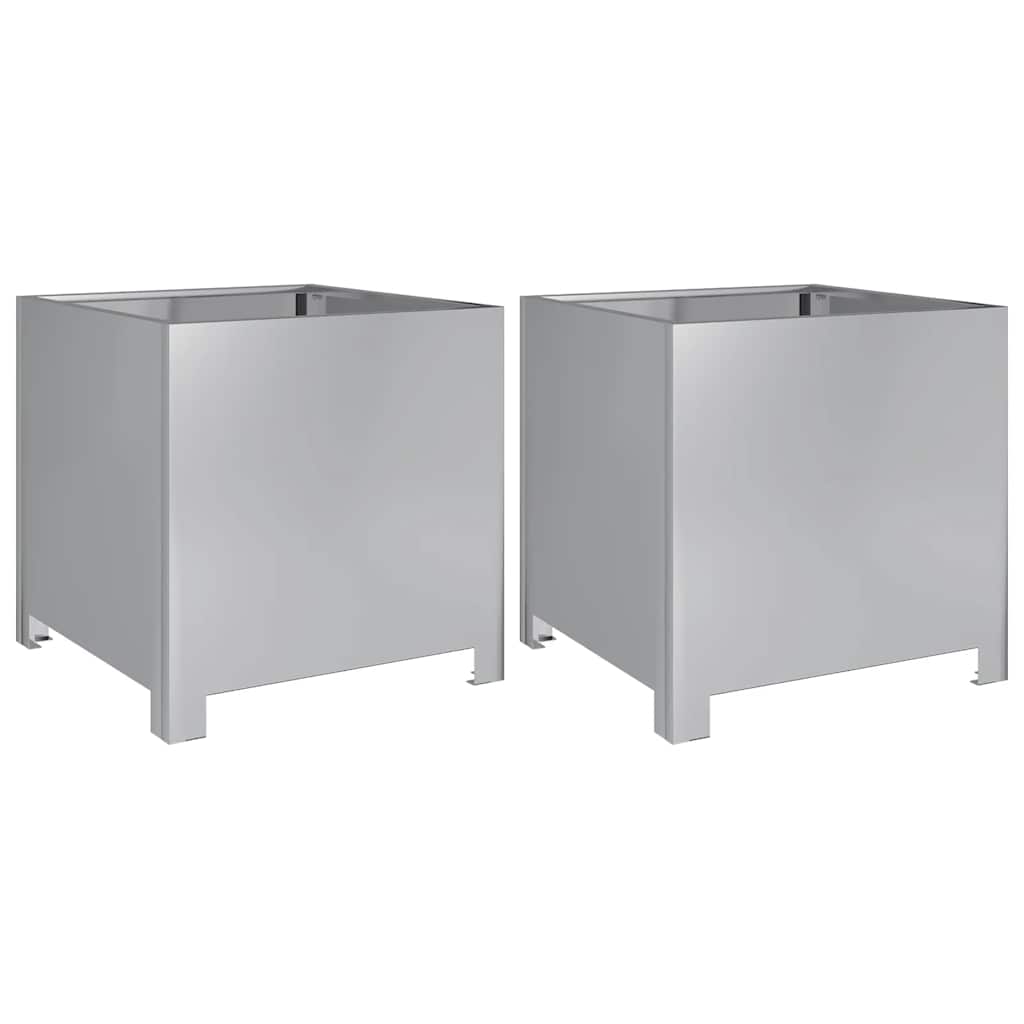 vidaXL Garden Planters 2 pcs 40x40x40 cm Galvanised Steel 2