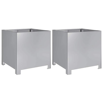 vidaXL Garden Planters 2 pcs 40x40x40 cm Galvanised Steel 2