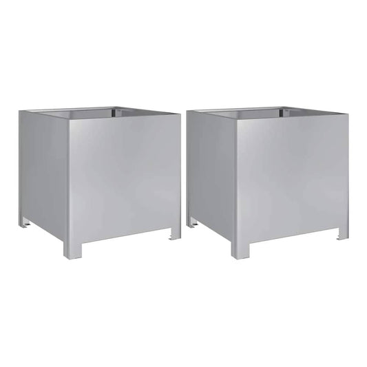 Garden Planters Black 40x40x40 cm Steel 2 Width 40 cm Galvanized steel/grey