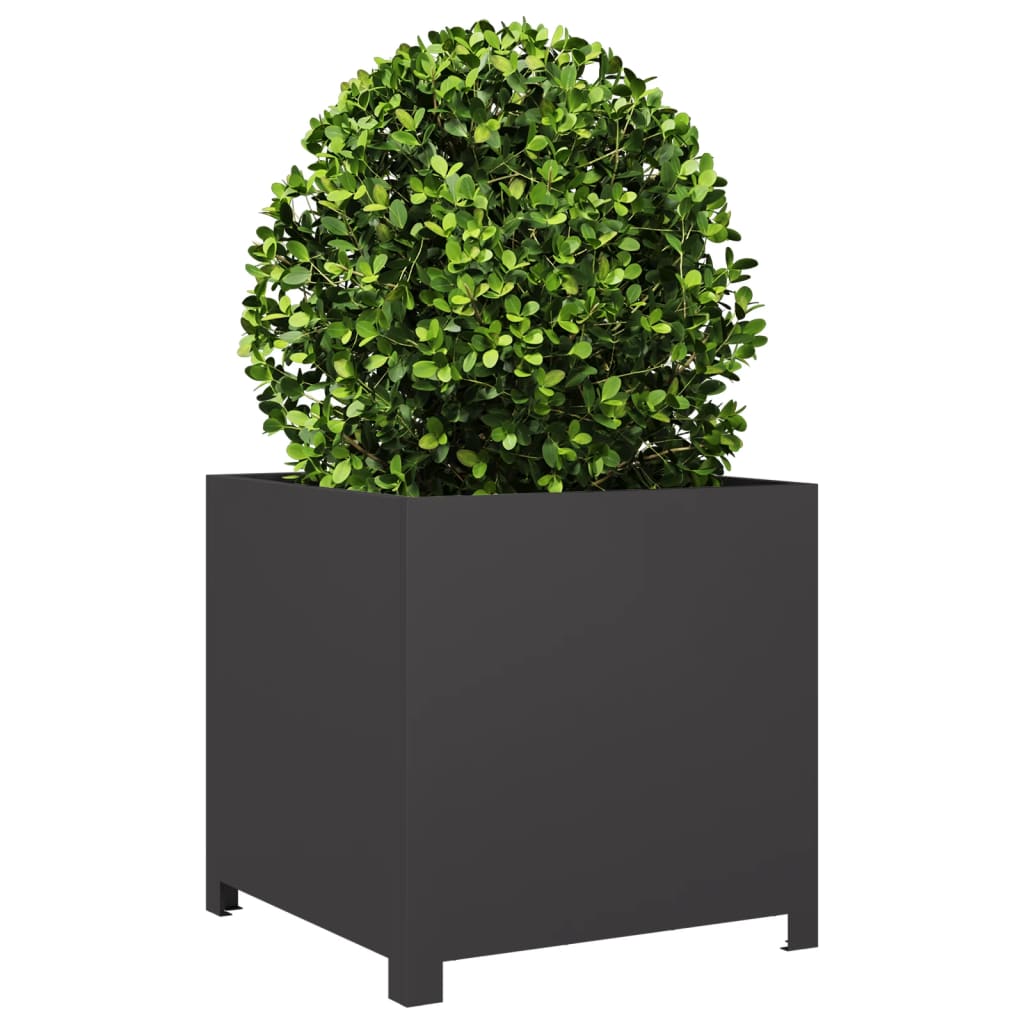 vidaXL Garden Planter Black 50x50x50 cm Steel 3