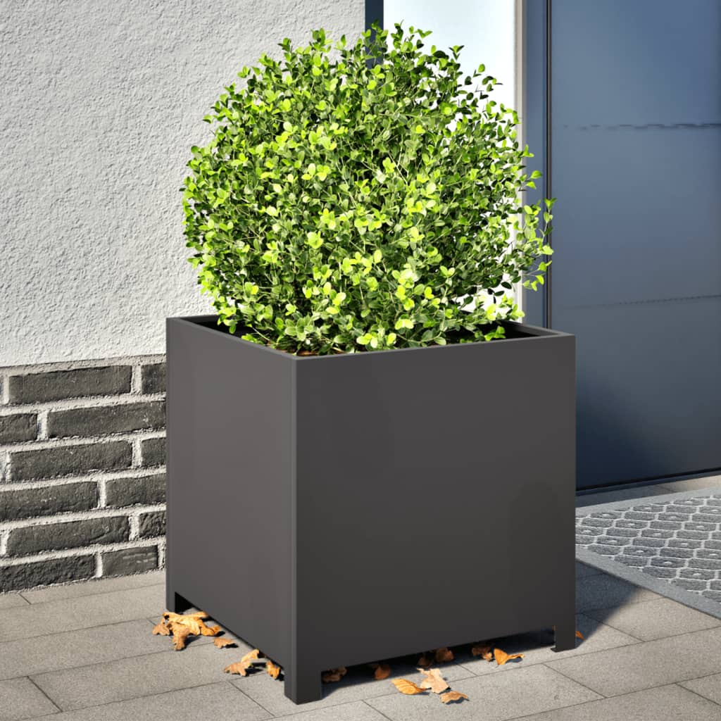 vidaXL Garden Planter Black 50x50x50 cm Steel 1