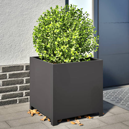 vidaXL Garden Planter Black 50x50x50 cm Steel 1