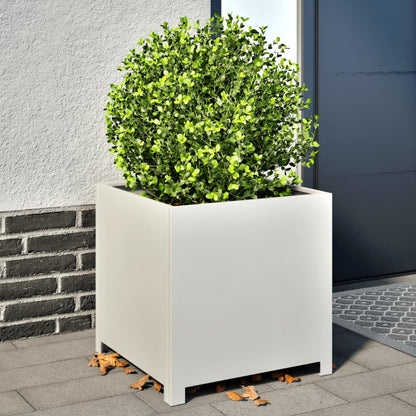 Garden Planter Black 50x50x50 cm Steel 1 Width 50 cm Steel/white