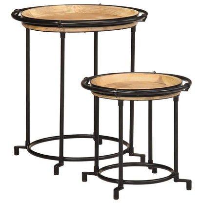 vidaXL 2 Piece Side Table Set Solid Wood Mango 1