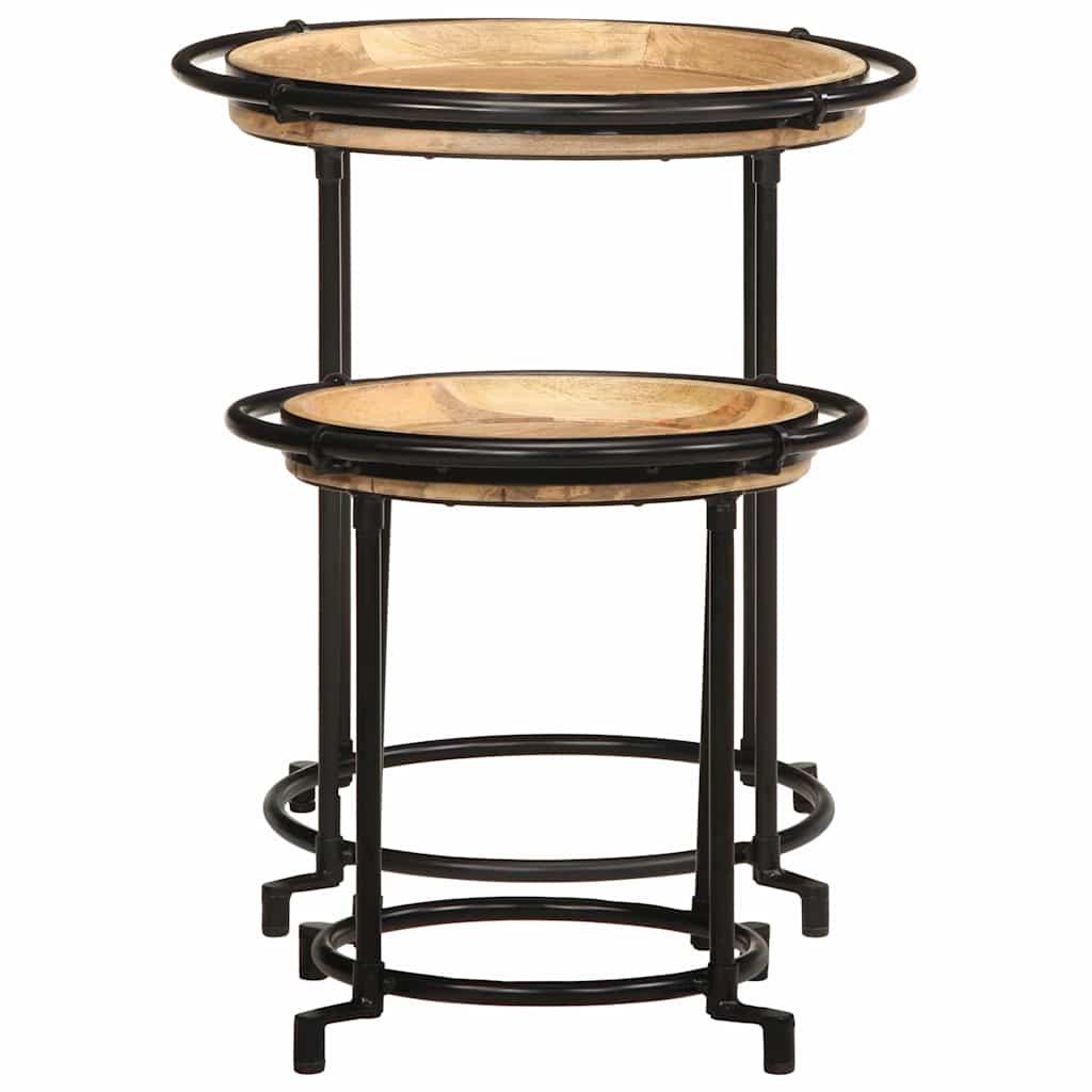 vidaXL 2 Piece Side Table Set Solid Wood Mango 2