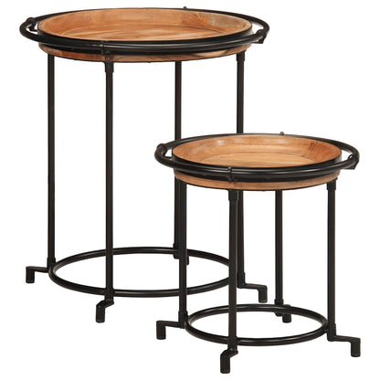 vidaXL 2 Piece Side Table Set Solid Wood Acacia 1