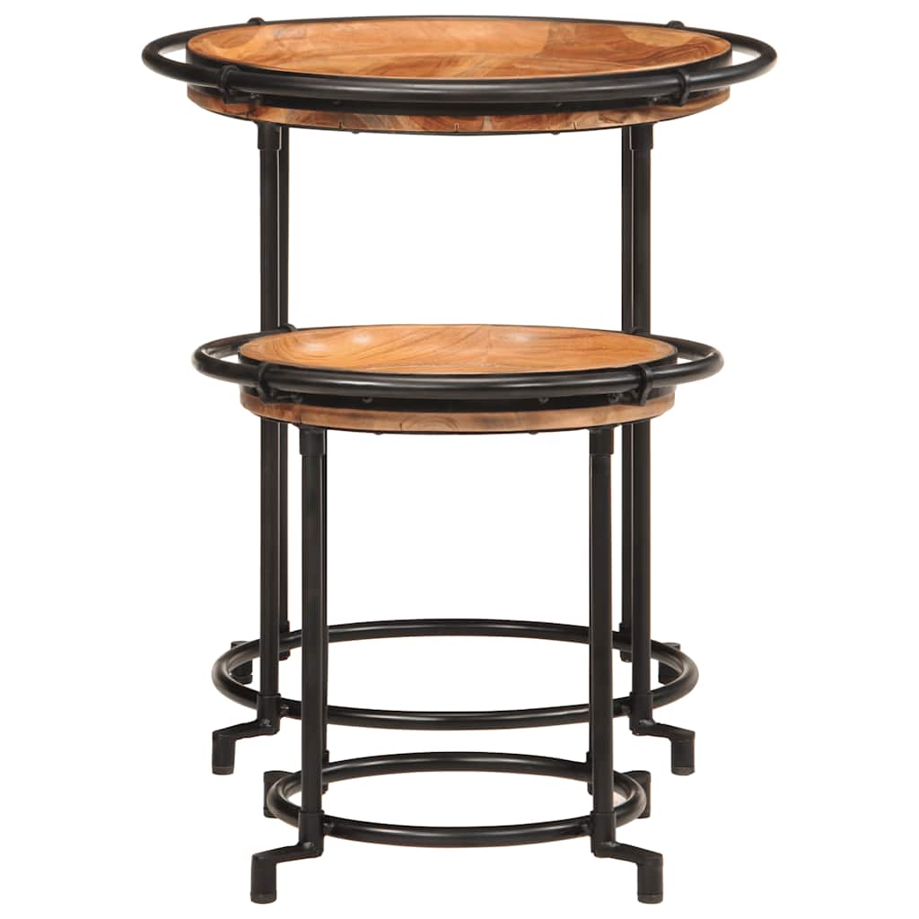 vidaXL 2 Piece Side Table Set Solid Wood Acacia 2