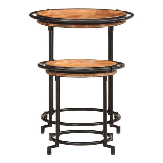 2 Piece Side Table Set Solid Wood Mango Solid acacia wood