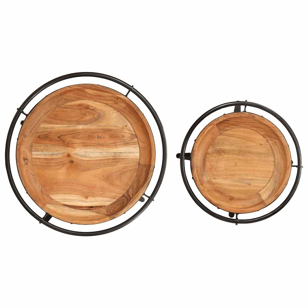 vidaXL 2 Piece Side Table Set Solid Wood Acacia 5