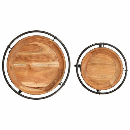 vidaXL 2 Piece Side Table Set Solid Wood Acacia 5