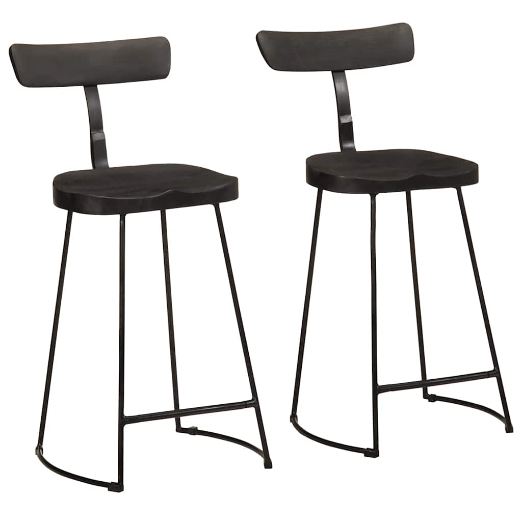 Bar Stools 2 pcs Solid Wood Mango Solid Mango Wood Width 49 cm Black 88 cm
