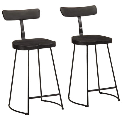 Bar Stools 2 pcs Solid Wood Mango Solid Mango Wood Width 49 cm Black 88 cm