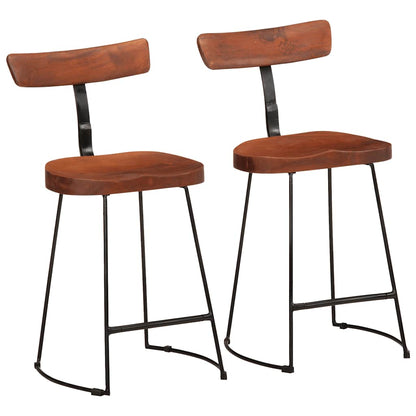Bar Stools 2 pcs Solid Wood Mango Solid Mango Wood Width 49 cm Dark brown and black 79 cm