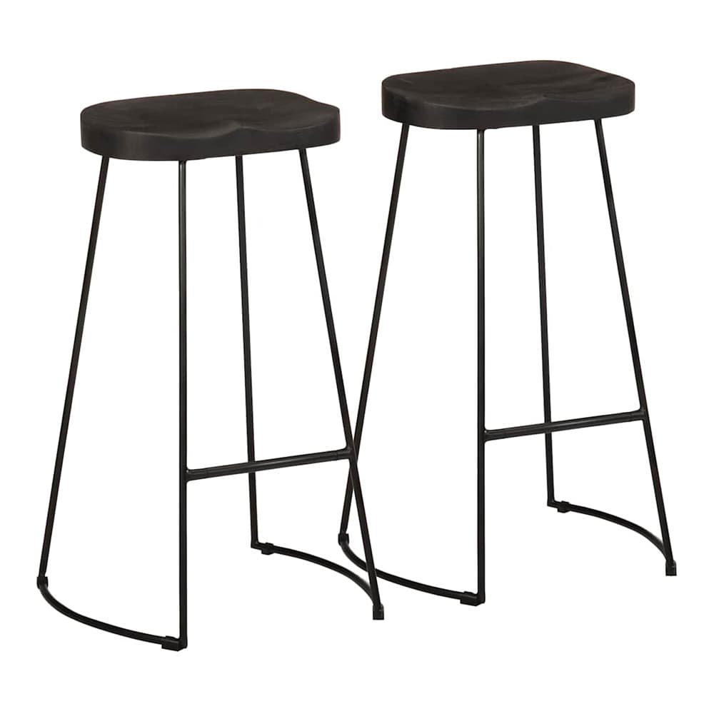 Gavin Bar Stools 2 pcs Solid Mango Wood Width 45 cm Black 78 cm