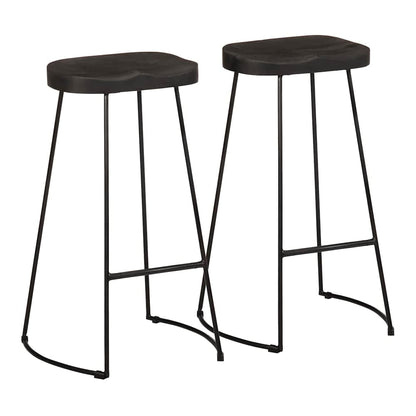 Gavin Bar Stools 2 pcs Solid Mango Wood Width 45 cm Black 78 cm
