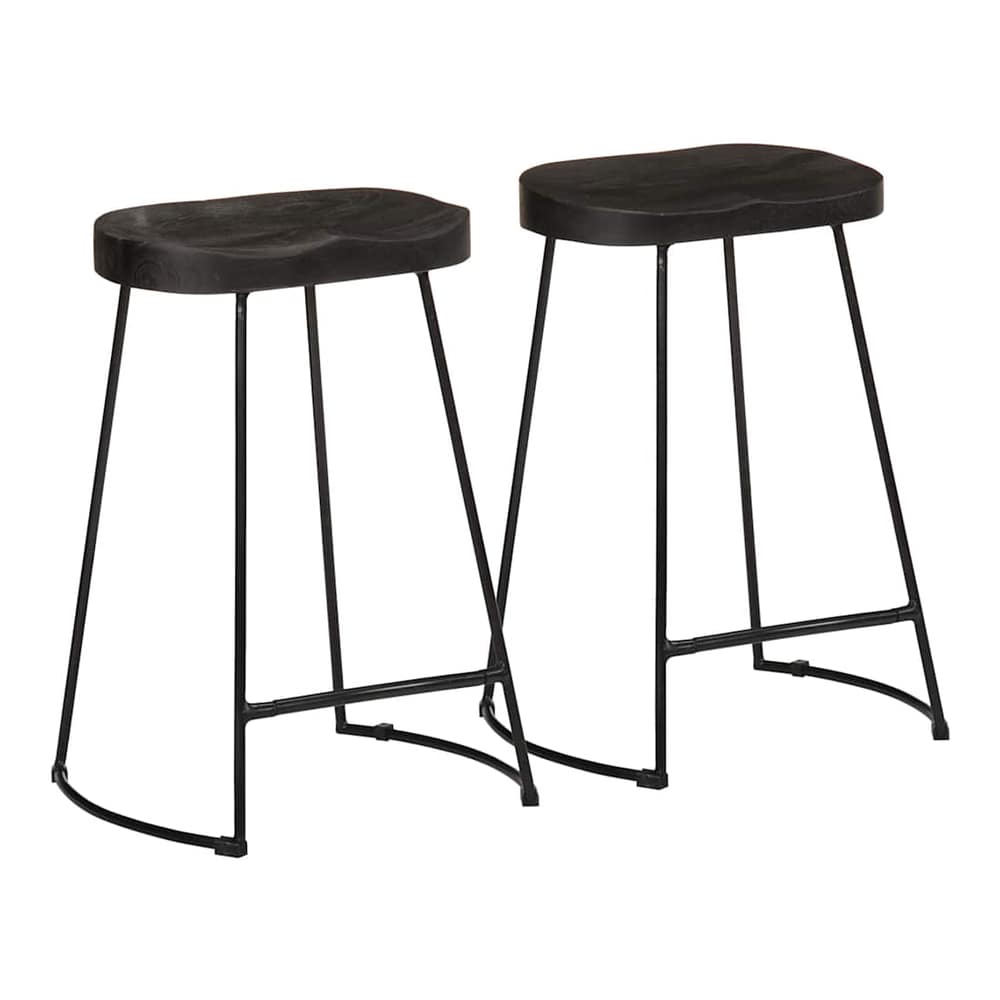Gavin Bar Stools 2 pcs Solid Mango Wood Width 45 cm Black 62 cm