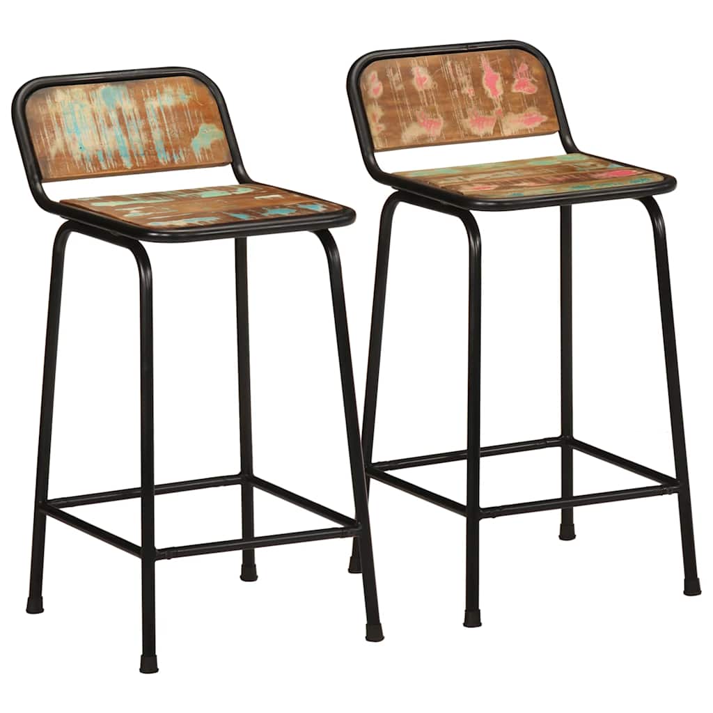 vidaXL Bar Stools 46x35.5x80 cm Solid Wood Reclaimed 2 pcs