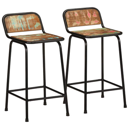 vidaXL Bar Stools 46x35.5x80 cm Solid Wood Reclaimed 2 pcs