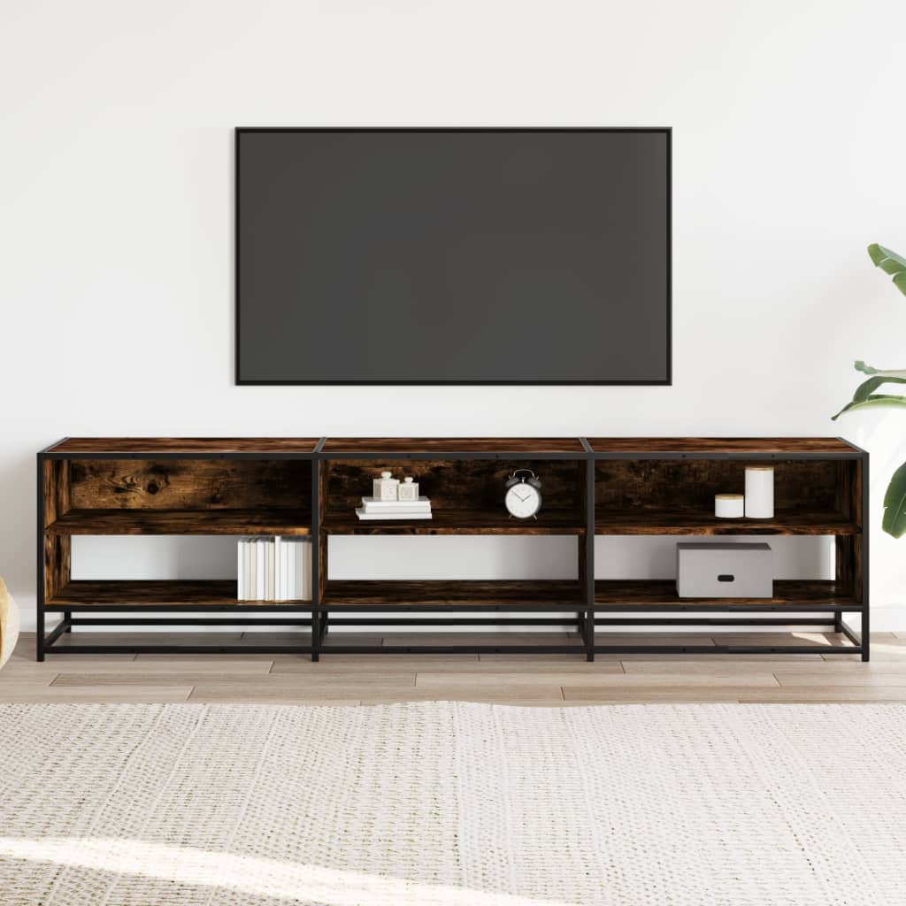 vidaXL TV Cabinet Smoked Oak 180x40x46 cm Engineered Wood 3