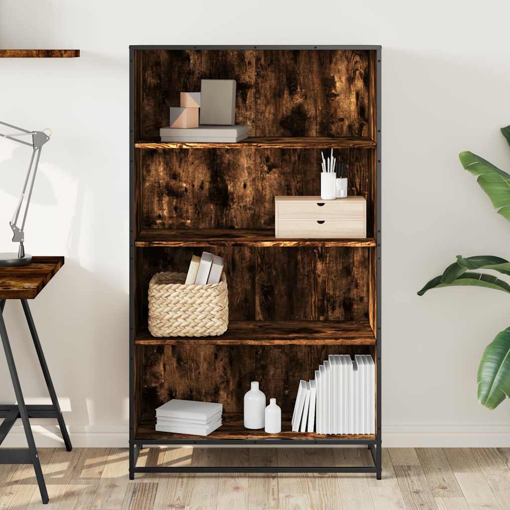vidaXL Bookcase Smoked Oak 80.5x35x139 cm Engineered Wood 3