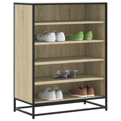 vidaXL Shoe Cabinet Sonoma Oak 75x38x97.5 cm Engineered Wood and Metal 1