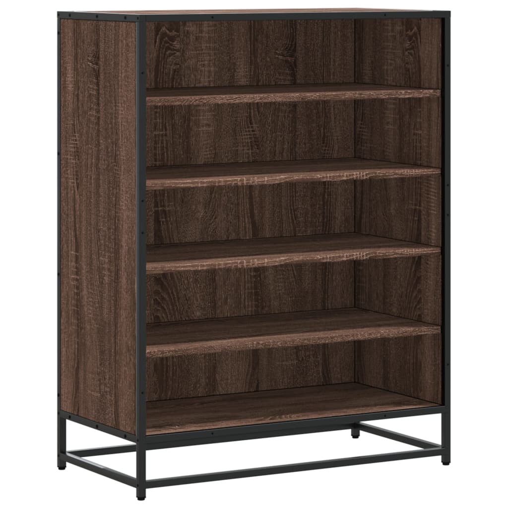 vidaXL Shoe Cabinet Brown Oak 75x38x97.5 cm Engineered Wood and Metal 2