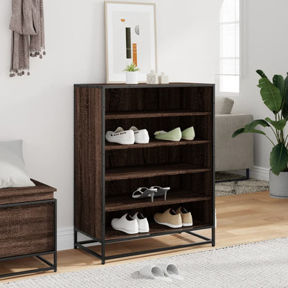 vidaXL Shoe Cabinet Brown Oak 75x38x97.5 cm Engineered Wood and Metal 3