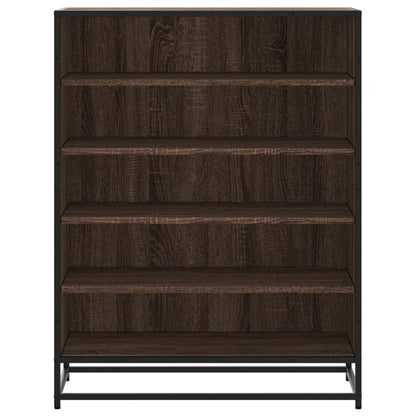 vidaXL Shoe Cabinet Brown Oak 75x38x97.5 cm Engineered Wood and Metal 4