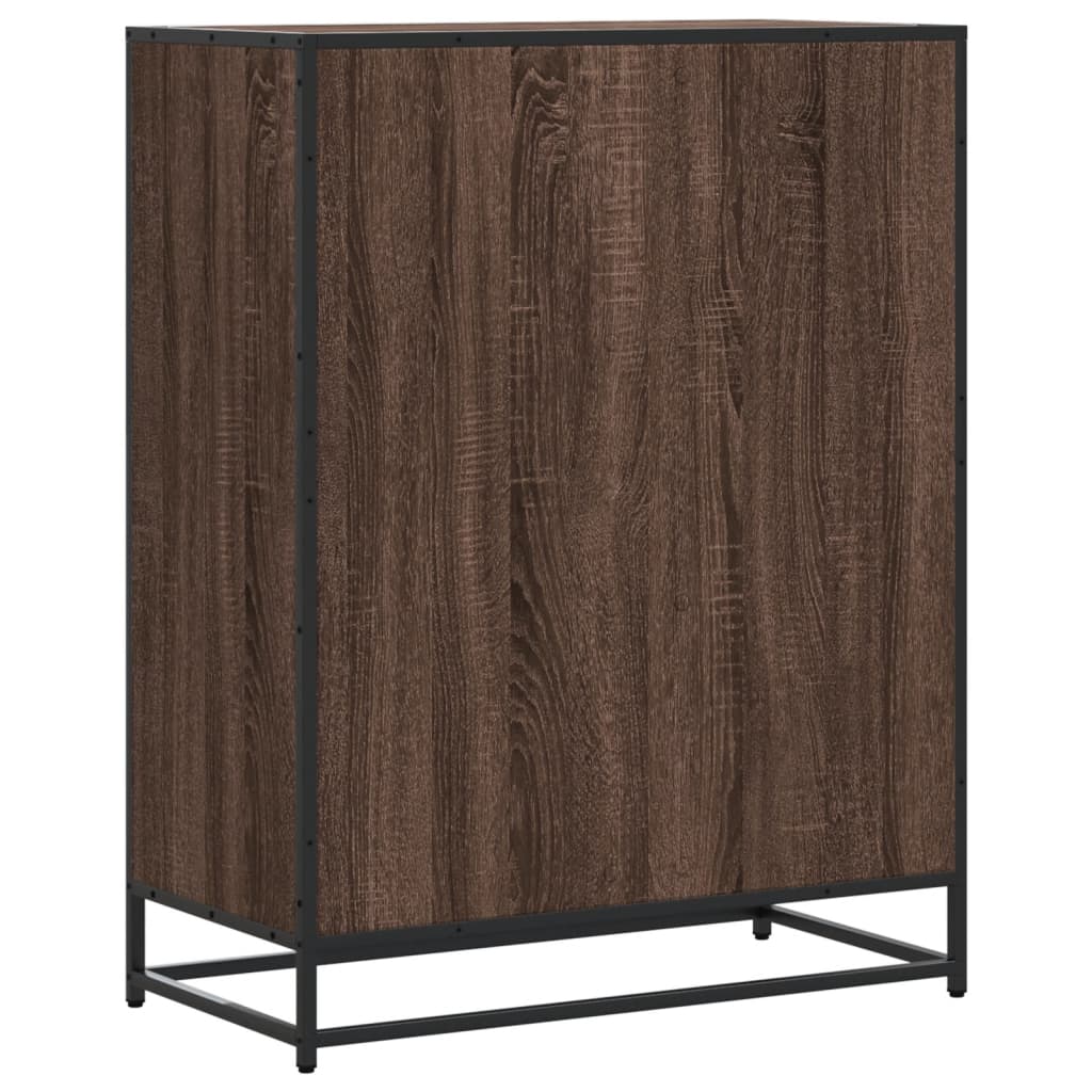 vidaXL Shoe Cabinet Brown Oak 75x38x97.5 cm Engineered Wood and Metal 6