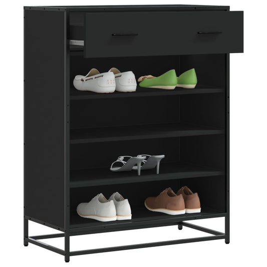 Shoe Cabinet 75x38x97,5 cm Engineered Wood and Metal Black