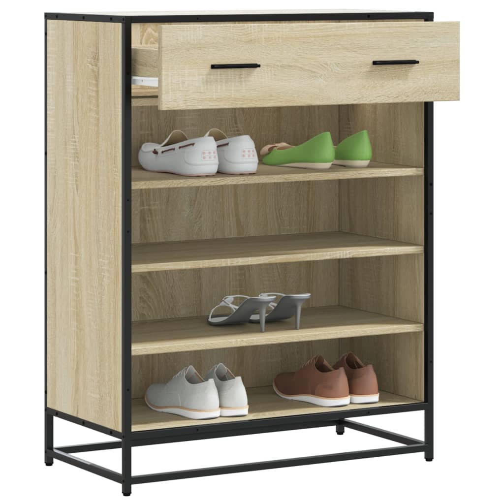 Shoe Cabinet 75x38x97,5 cm Engineered Wood and Metal Sonoma oak