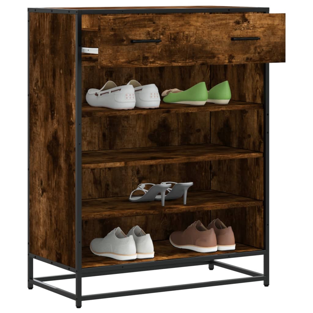 Shoe Cabinet 75x38x97,5 cm Engineered Wood and Metal Smoked oak