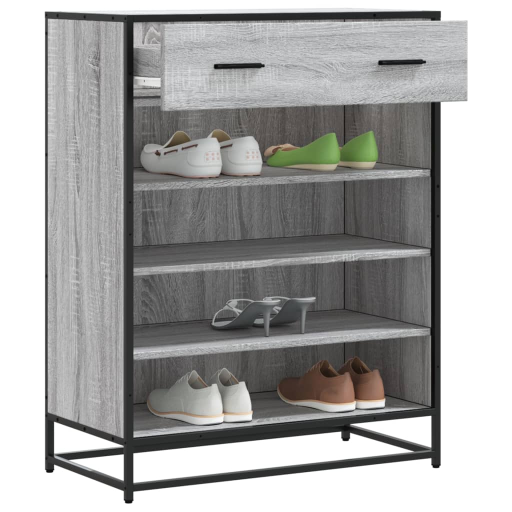 Shoe Cabinet 75x38x97,5 cm Engineered Wood and Metal Grey sonoma