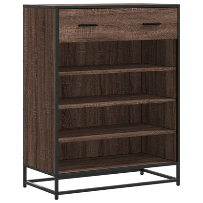 vidaXL Shoe Cabinet Brown Oak 75x38x97.5 cm Engineered Wood and Metal 2