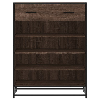 vidaXL Shoe Cabinet Brown Oak 75x38x97.5 cm Engineered Wood and Metal 4