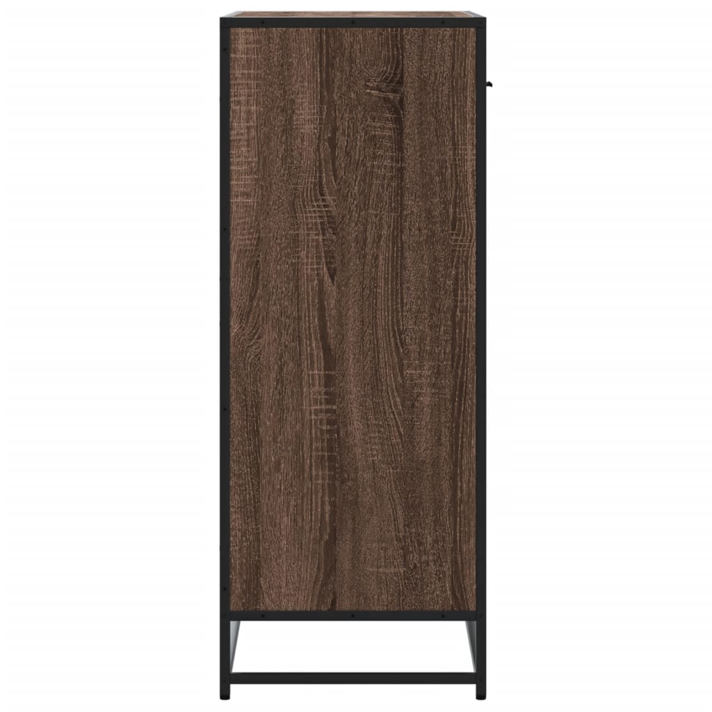 vidaXL Shoe Cabinet Brown Oak 75x38x97.5 cm Engineered Wood and Metal 5