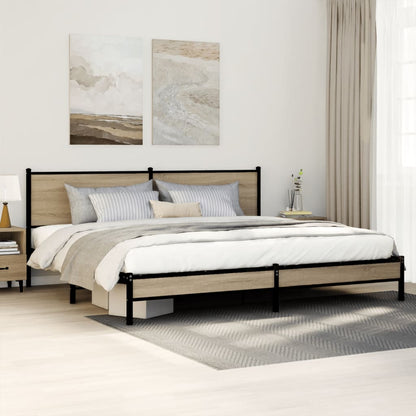 vidaXL Metal Bed Frame without Mattress Sonoma Oak Length 200 cm with Headboard & Low Footboard