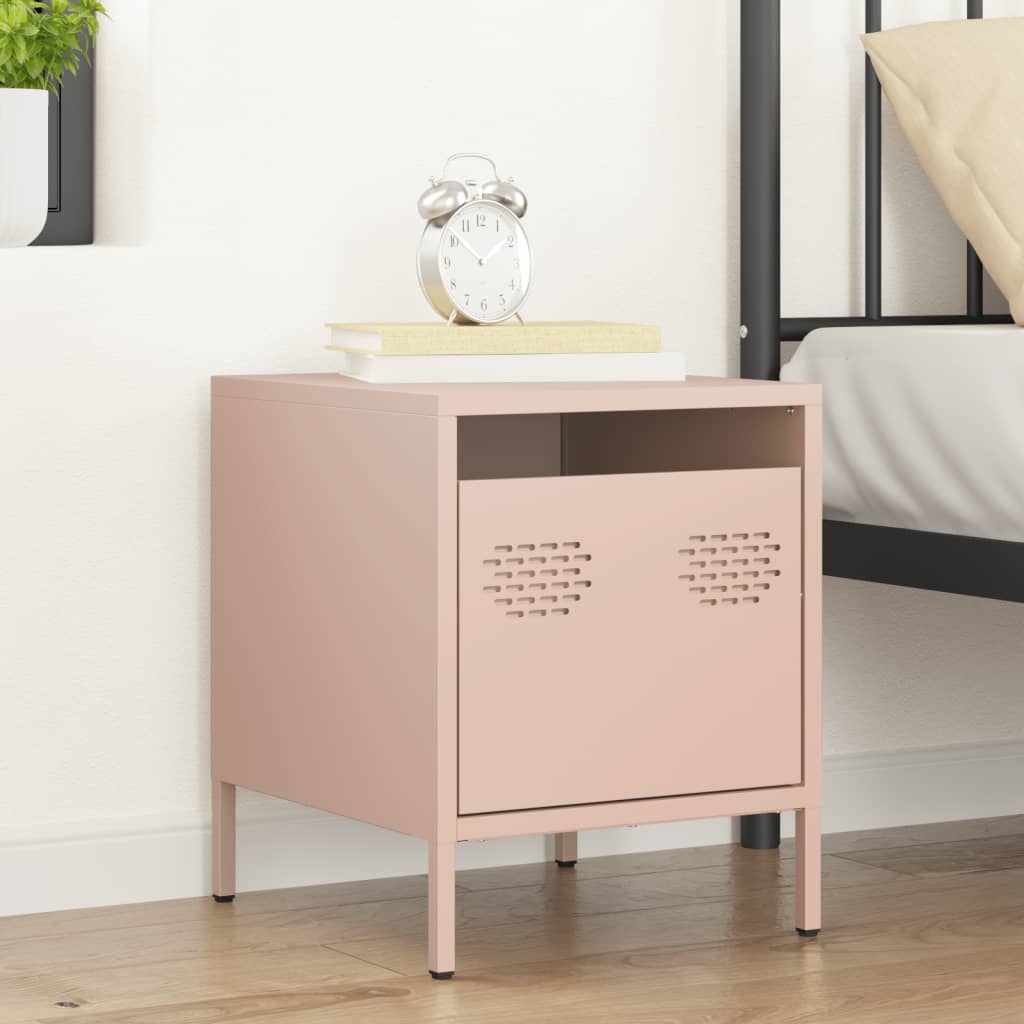 vidaXL Bedside Cabinet Pink 35x39x43.5 cm Steel 3