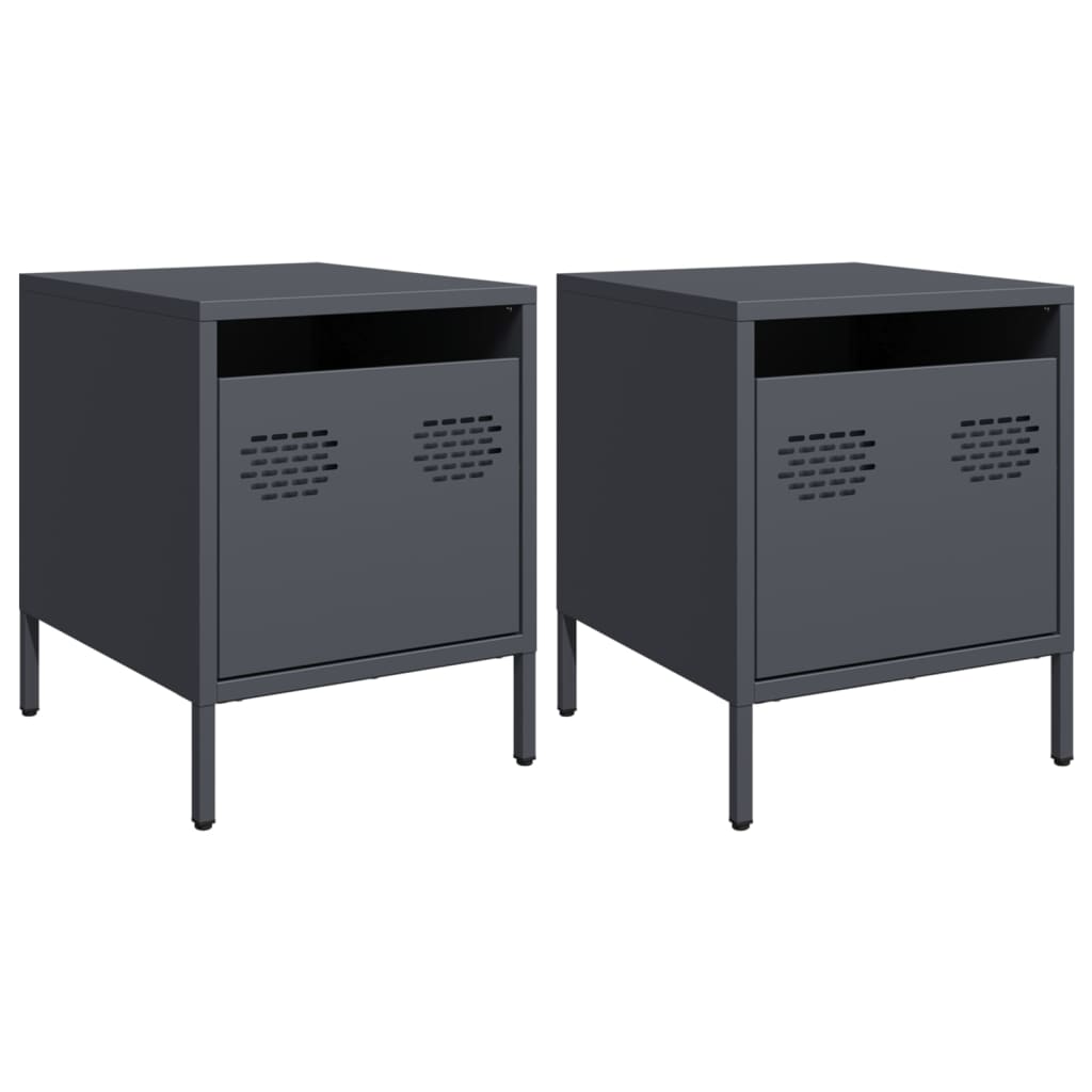 vidaXL Bedside Cabinets 2 pcs Anthracite 35x39x43.5 cm Steel 2