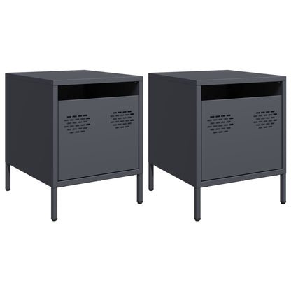 vidaXL Bedside Cabinets 2 pcs Anthracite 35x39x43.5 cm Steel 2