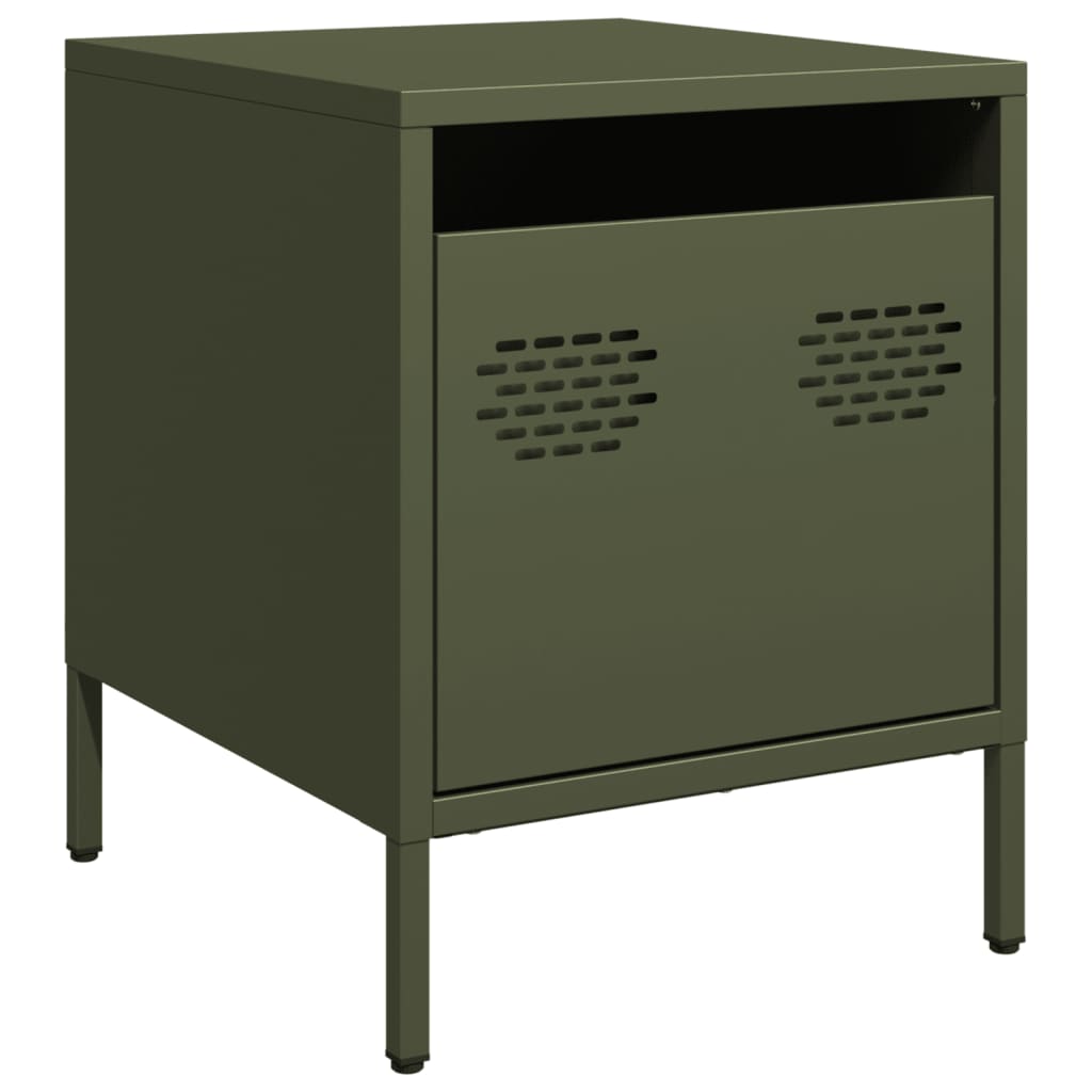 vidaXL Bedside Cabinet Olive Green 35x39x43.5 cm Steel 2