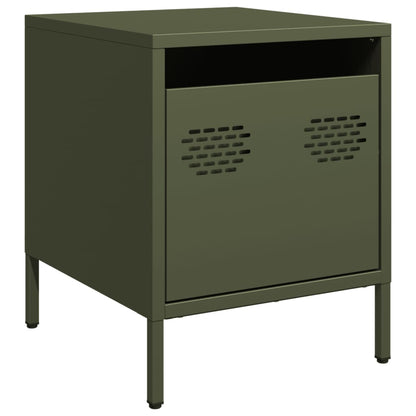 vidaXL Bedside Cabinet Olive Green 35x39x43.5 cm Steel 2