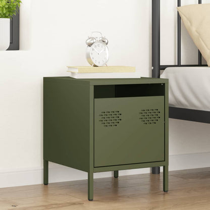 vidaXL Bedside Cabinet Olive Green 35x39x43.5 cm Steel 3