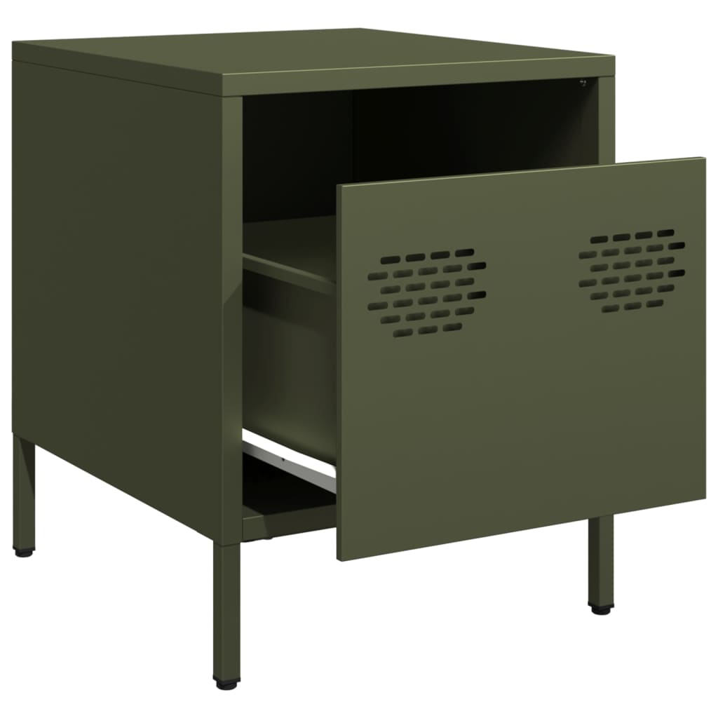 vidaXL Bedside Cabinet Olive Green 35x39x43.5 cm Steel 4