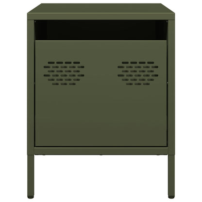 vidaXL Bedside Cabinet Olive Green 35x39x43.5 cm Steel 5