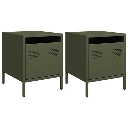 vidaXL Bedside Cabinets 2 pcs Olive Green 35x39x43.5 cm Steel 2
