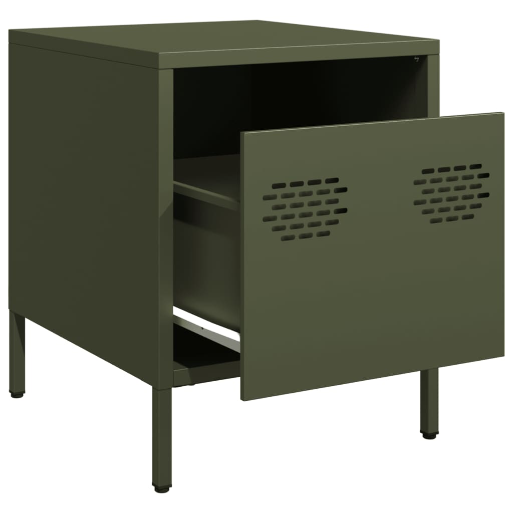 vidaXL Bedside Cabinets 2 pcs Olive Green 35x39x43.5 cm Steel 4