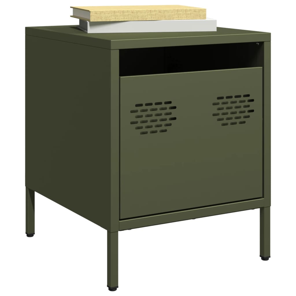 vidaXL Bedside Cabinets 2 pcs Olive Green 35x39x43.5 cm Steel 1