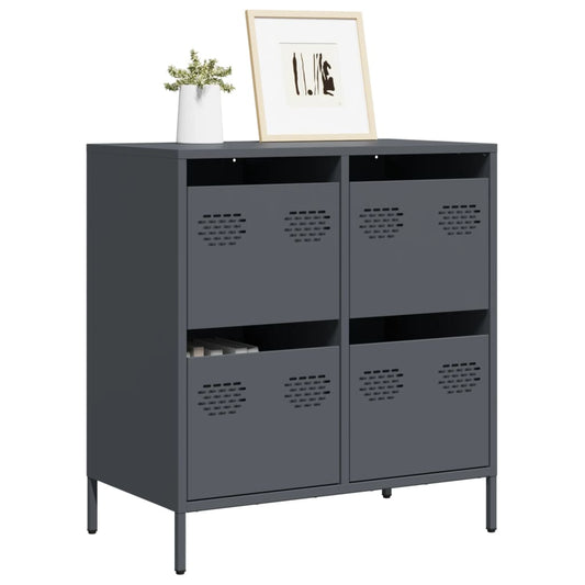 vidaXL Sideboard Anthracite Cold-rolled Steel with four compartments and doors