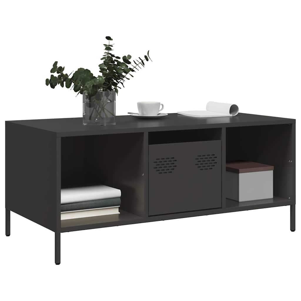 vidaXL Coffee Table Black 101.5x50x43.5 cm Cold-rolled Steel 3